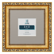 Louis Range Gold Picture, Photo & Poster Frame with Dawn Grey Mount - 6x6" Frame for 3x3" Photo, Gold
