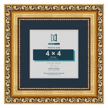 Louis Range Gold Picture, Photo & Poster Frame with Pacific Blue Mount - 6x6" Frame for 4x4" Photo, Gold