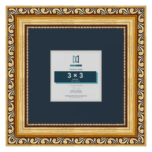 Louis Range Gold Picture, Photo & Poster Frame with Pacific Blue Mount - 6x6" Frame for 3x3" Photo, Gold