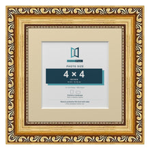 Louis Range Gold Picture, Photo & Poster Frame with Ivory Mount - 6x6" Frame for 4x4" Photo, Gold