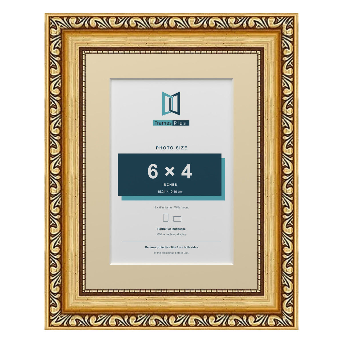Louis Range Gold Picture, Photo & Poster Frame with Ivory Mount - 8x6" Frame for 6x4" Photo, Gold