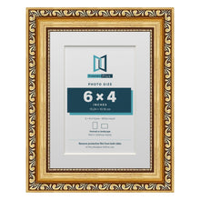 Louis Range Gold Picture, Photo & Poster Frame with White Mount - 8x6" Frame for 6x4" Photo, Gold