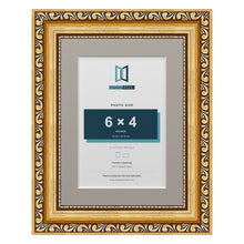 Louis Range Gold Picture, Photo & Poster Frame with Dawn Grey Mount - 8x6" Frame for 6x4" Photo, Gold