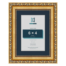 Louis Range Gold Picture, Photo & Poster Frame with Pacific Blue Mount - 8x6" Frame for 6x4" Photo, Gold
