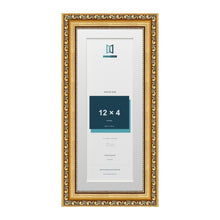 Louis Range Gold Picture, Photo & Poster Frame with White Mount - 14x6" Frame for 12x4" Photo, Gold