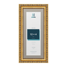 Louis Range Gold Picture, Photo & Poster Frame with Dawn Grey Mount - 14x6" Frame for 12x4" Photo, Gold