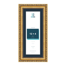 Louis Range Gold Picture, Photo & Poster Frame with Pacific Blue Mount - 14x6" Frame for 12x4" Photo, Gold