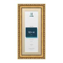 Louis Range Gold Picture, Photo & Poster Frame with Ivory Mount - 14x6" Frame for 12x4" Photo, Gold