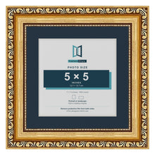 Louis Range Gold Picture, Photo & Poster Frame with Pacific Blue Mount - 7x7" Frame for 5x5" Photo, Gold