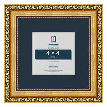 Louis Range Gold Picture, Photo & Poster Frame with Pacific Blue Mount - 7x7" Frame for 4x4" Photo, Gold