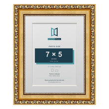 Louis Range Gold Picture, Photo & Poster Frame with White Mount - 9x7" Frame for 7x5" Photo, Gold