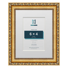 Louis Range Gold Picture, Photo & Poster Frame with White Mount - 9x7" Frame for 6x4" Photo, Gold