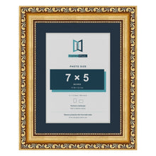 Louis Range Gold Picture, Photo & Poster Frame with Pacific Blue Mount - 9x7" Frame for 7x5" Photo, Gold