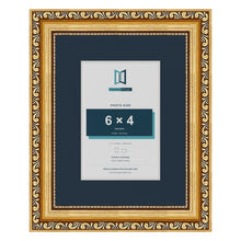 Louis Range Gold Picture, Photo & Poster Frame with Pacific Blue Mount - 9x7" Frame for 6x4" Photo, Gold