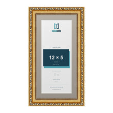 Louis Range Gold Picture, Photo & Poster Frame with Dawn Grey Mount - 14x7" Frame for 12x5" Photo, Gold