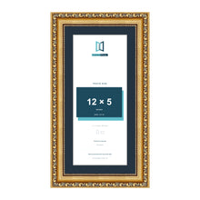 Louis Range Gold Picture, Photo & Poster Frame with Pacific Blue Mount - 14x7" Frame for 12x5" Photo, Gold