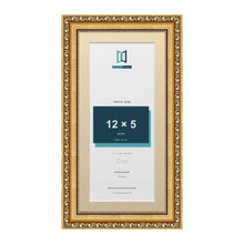 Louis Range Gold Picture, Photo & Poster Frame with Ivory Mount - 14x7" Frame for 12x5" Photo, Gold