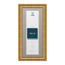 Louis Range Gold Picture, Photo & Poster Frame with Dawn Grey Mount - 16x7" Frame for 14x4" Photo, Gold