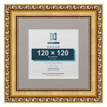 Louis Range Gold Picture, Photo & Poster Frame with Dawn Grey Mount - 18x18cm Frame for 12x12cm Photo, Gold
