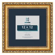 Louis Range Gold Picture, Photo & Poster Frame with Pacific Blue Mount - 20x20cm Frame for 12x12cm Photo, Gold