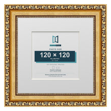 Louis Range Gold Picture, Photo & Poster Frame with White Mount - 20x20cm Frame for 12x12cm Photo, Gold