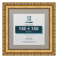 Louis Range Gold Picture, Photo & Poster Frame with Dawn Grey Mount - 20x20cm Frame for 15x15cm Photo, Gold