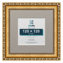 Louis Range Gold Picture, Photo & Poster Frame with Dawn Grey Mount - 20x20cm Frame for 12x12cm Photo, Gold