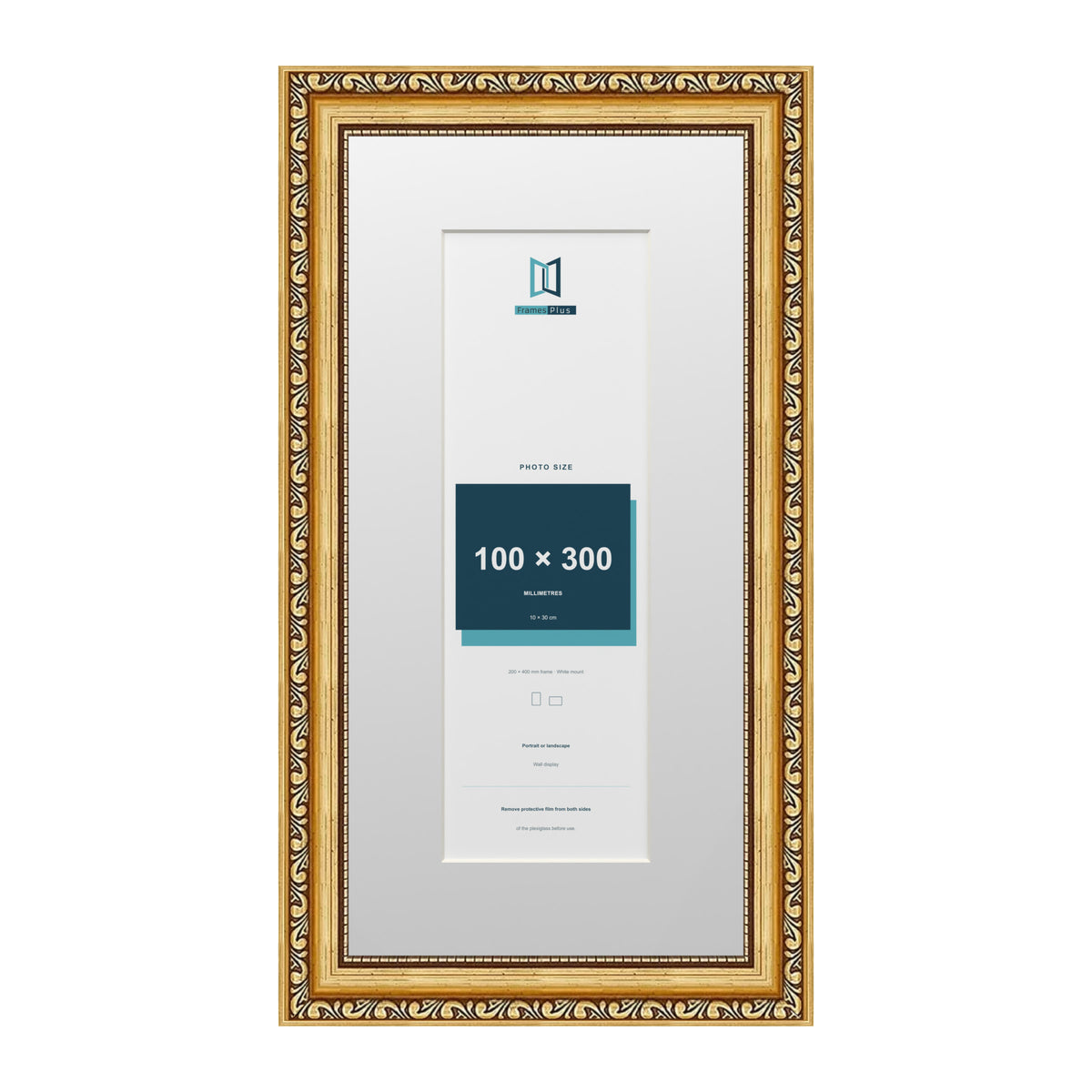 Louis Range Gold Picture, Photo & Poster Frame with White Mount - 40x20cm Frame for 30x10cm Photo, Gold