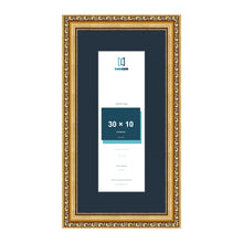 Louis Range Gold Picture, Photo & Poster Frame with Pacific Blue Mount - 40x20cm Frame for 30x10cm Photo, Gold