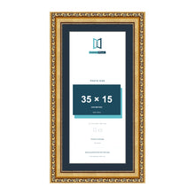 Louis Range Gold Picture, Photo & Poster Frame with Pacific Blue Mount - 40x20cm Frame for 35x15cm Photo, Gold