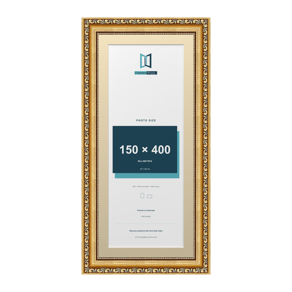 Louis Range Gold Picture, Photo & Poster Frame with Ivory Mount - 45x20cm Frame for 40x15cm Photo, Gold