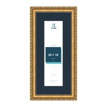 Louis Range Gold Picture, Photo & Poster Frame with Pacific Blue Mount - 45x20cm Frame for 35x10cm Photo, Gold