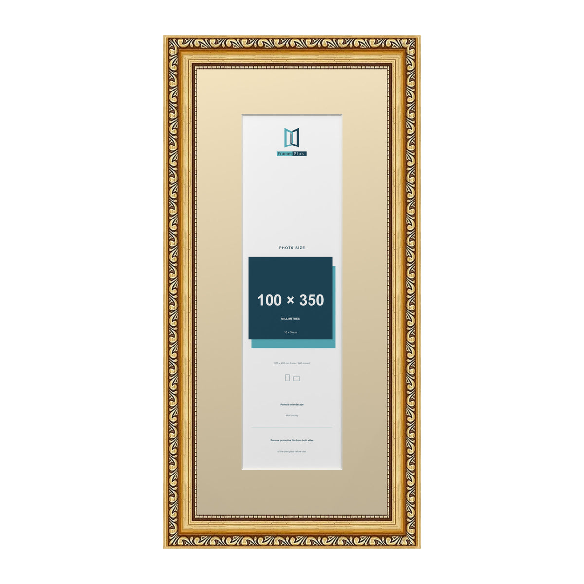 Louis Range Gold Picture, Photo & Poster Frame with Ivory Mount - 45x20cm Frame for 35x10cm Photo, Gold