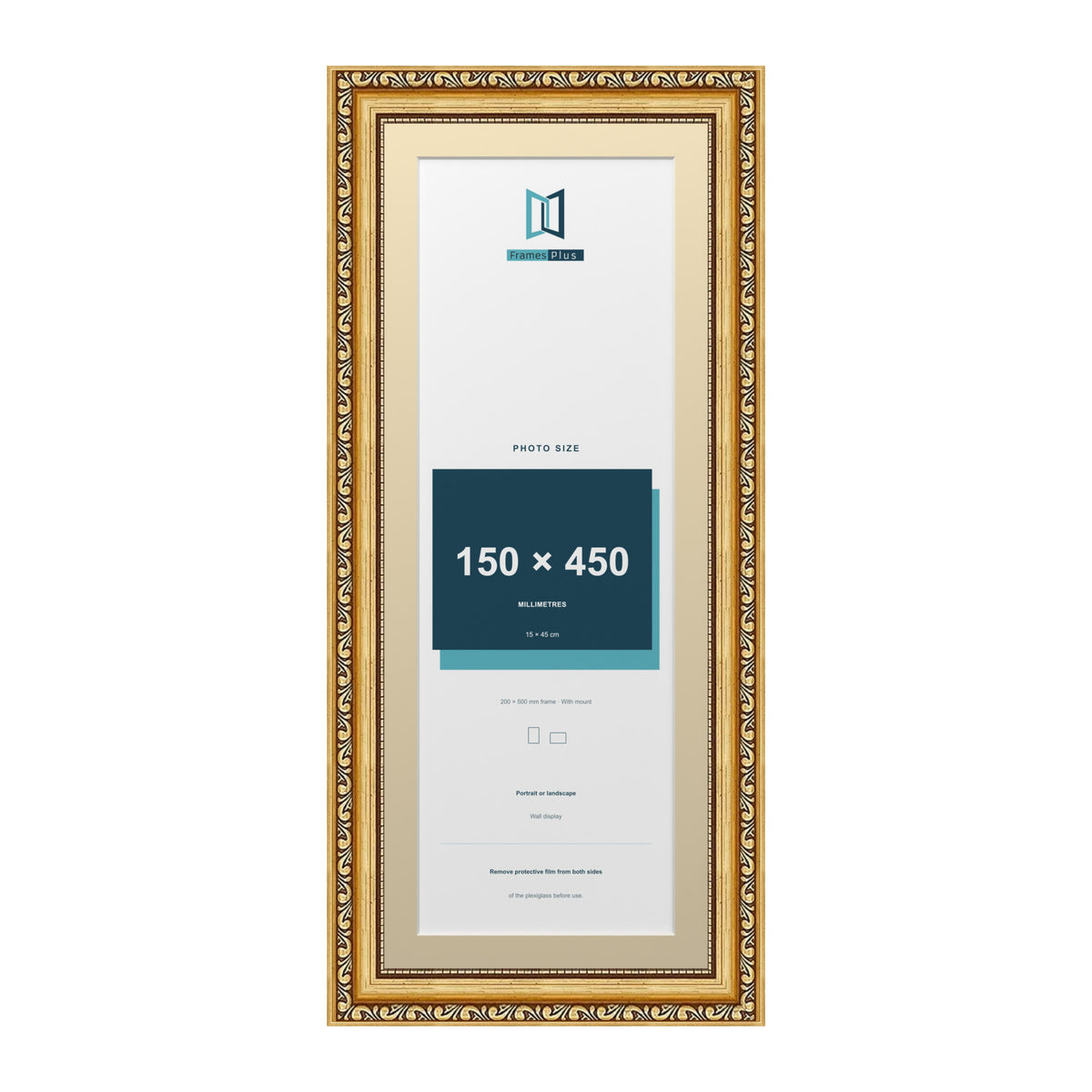 Louis Range Gold Picture, Photo & Poster Frame with Ivory Mount - 50x20cm Frame for 45x15cm Photo, Gold
