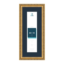 Louis Range Gold Picture, Photo & Poster Frame with Pacific Blue Mount - 50x20cm Frame for 40x10cm Photo, Gold