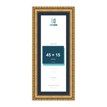 Louis Range Gold Picture, Photo & Poster Frame with Pacific Blue Mount - 50x20cm Frame for 45x15cm Photo, Gold