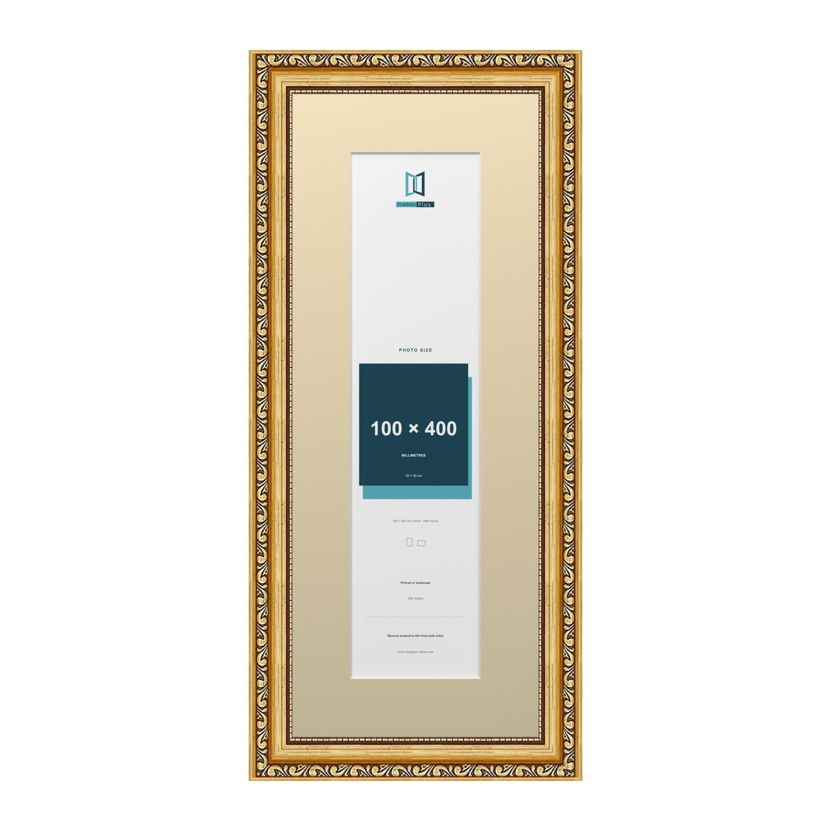 Louis Range Gold Picture, Photo & Poster Frame with Ivory Mount - 50x20cm Frame for 40x10cm Photo, Gold