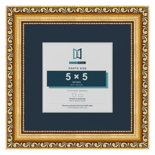Louis Range Gold Picture, Photo & Poster Frame with Pacific Blue Mount - 8x8" Frame for 5x5" Photo, Gold