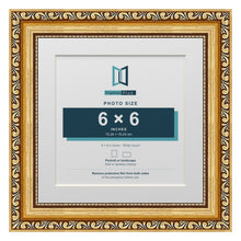 Louis Range Gold Picture, Photo & Poster Frame with White Mount - 8x8" Frame for 6x6" Photo, Gold