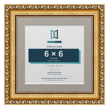 Louis Range Gold Picture, Photo & Poster Frame with Dawn Grey Mount - 8x8" Frame for 6x6" Photo, Gold