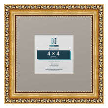 Louis Range Gold Picture, Photo & Poster Frame with Dawn Grey Mount - 8x8" Frame for 4x4" Photo, Gold
