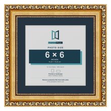 Louis Range Gold Picture, Photo & Poster Frame with Pacific Blue Mount - 8x8" Frame for 6x6" Photo, Gold