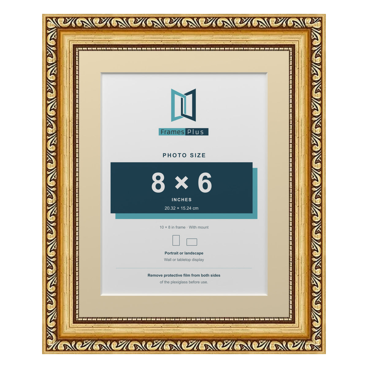 Louis Range Gold Picture, Photo & Poster Frame with Ivory Mount - 10x8" Frame for 8x6" Photo, Gold