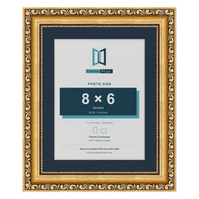 Louis Range Gold Picture, Photo & Poster Frame with Pacific Blue Mount - 10x8" Frame for 8x6" Photo, Gold