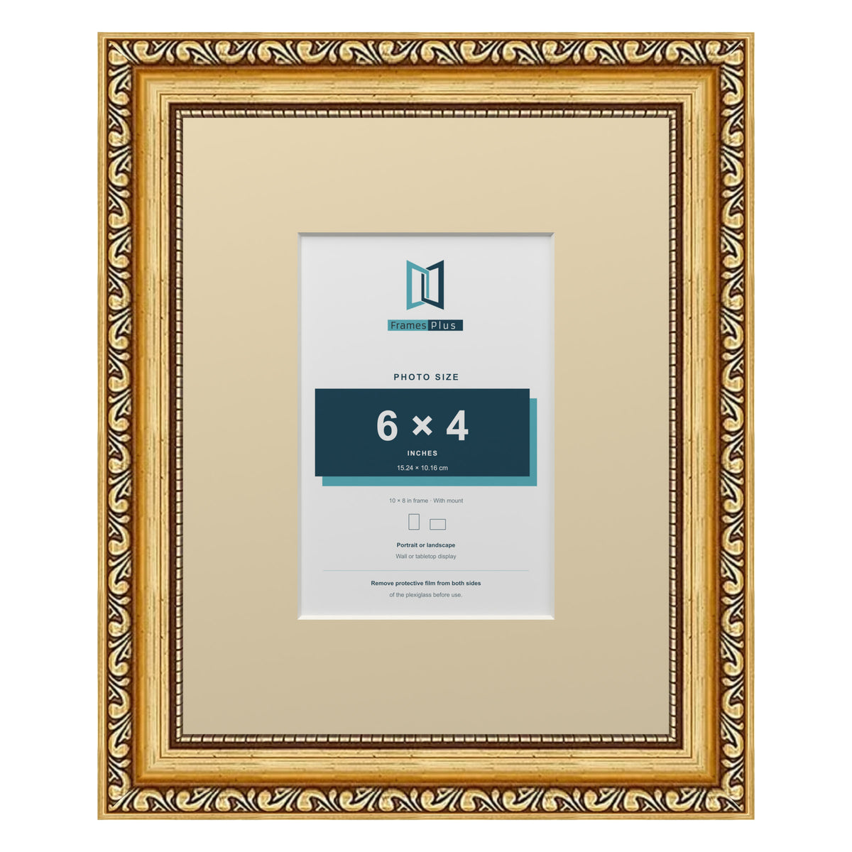 Louis Range Gold Picture, Photo & Poster Frame with Ivory Mount - 10x8" Frame for 6x4" Photo, Gold
