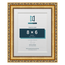 Louis Range Gold Picture, Photo & Poster Frame with White Mount - 10x8" Frame for 8x6" Photo, Gold