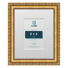Louis Range Gold Picture, Photo & Poster Frame with White Mount - 10x8" Frame for 6x4" Photo, Gold
