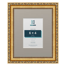 Louis Range Gold Picture, Photo & Poster Frame with Dawn Grey Mount - 10x8" Frame for 6x4" Photo, Gold