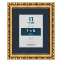 Louis Range Gold Picture, Photo & Poster Frame with Pacific Blue Mount - 10x8" Frame for 7x5" Photo, Gold