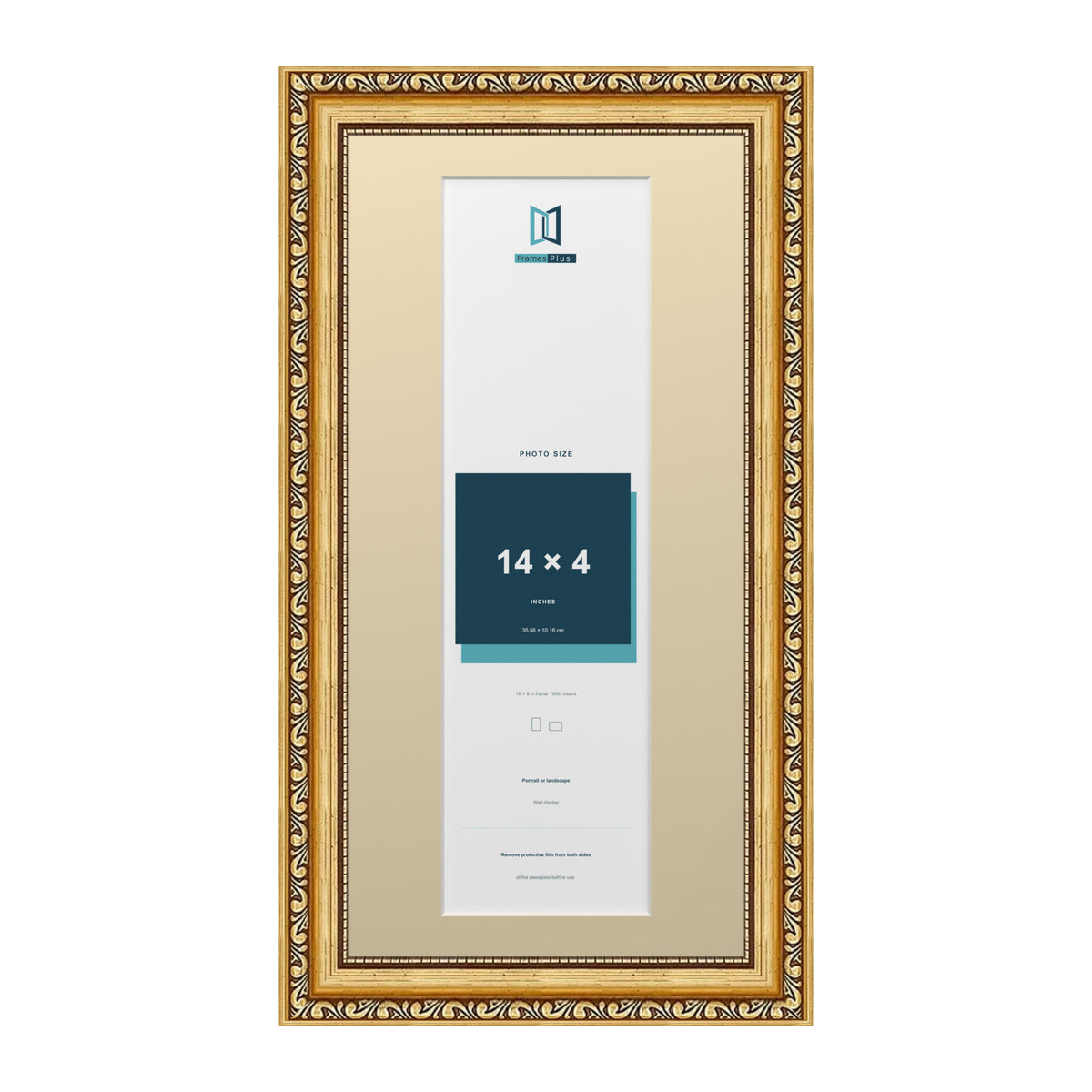 Louis Range Gold Picture, Photo & Poster Frame with Ivory Mount - 16x8" Frame for 14x4" Photo, Gold